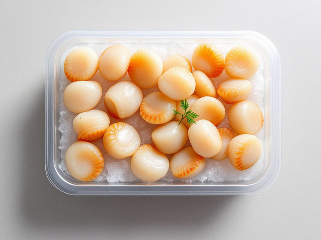 Dayboat Dry Scallops - 20pc Pack fresh product image without printed package numbers