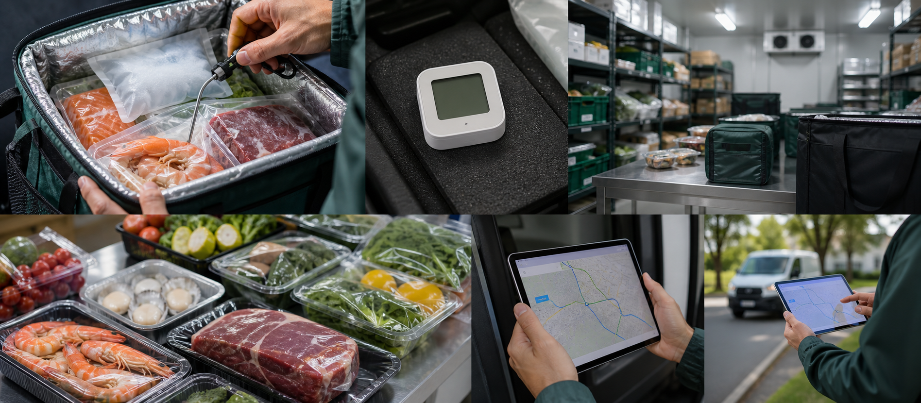 Cold-chain packing, temperature checks and insulated grocery delivery