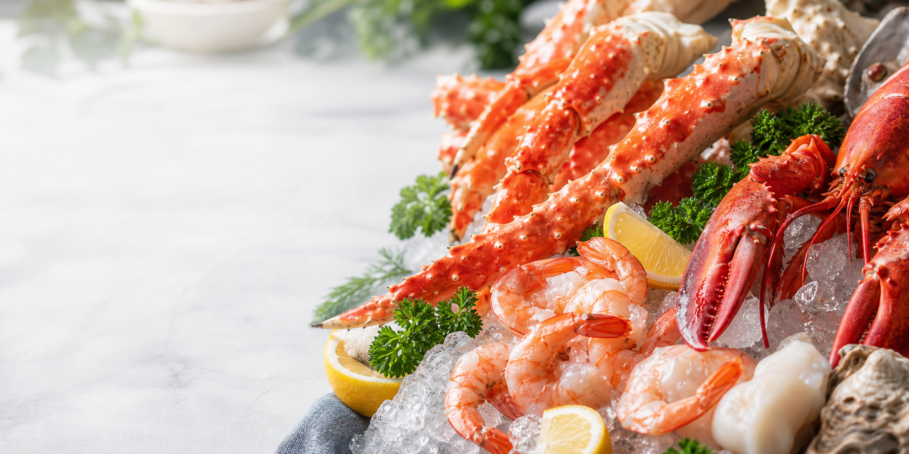 Fresh seafood on ice